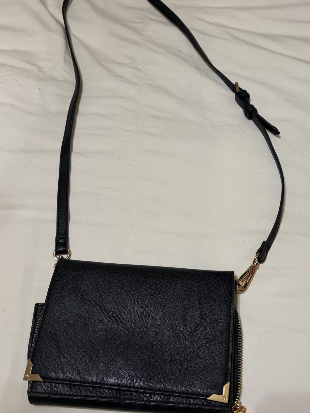 Urban Expressions  Women's Black Crossbody Bag with Gold Accents